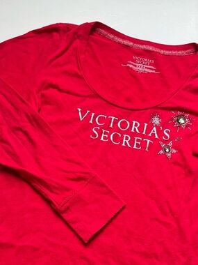 🩷VICTORIA SECRET LONG SLEEVE DRESS PAJAMAS RED SPARKLE SIZE SMALL COZY LOUNGE